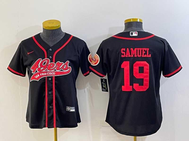 Women%27s San Francisco 49ers #19 Deebo Samuel Black With Patch Cool Base Stitched Baseball Jersey